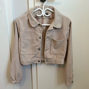 SHEIN EZwear Drop Shoulder Flap Detail Crop Corduroy Jacket (Size S)